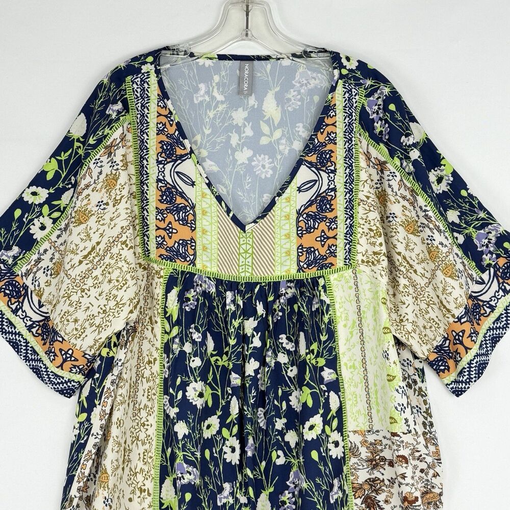 Norecoora Peasant BOHO Floral V-Neck Short Sleeve Top Blouse Size XL - Picture 4 of 15